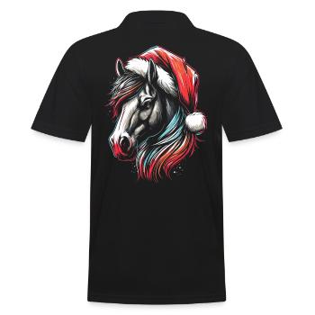Tête de cheval avec chapeau de père Noël - Polo Homme - noir - Dos - Kai (181cm)