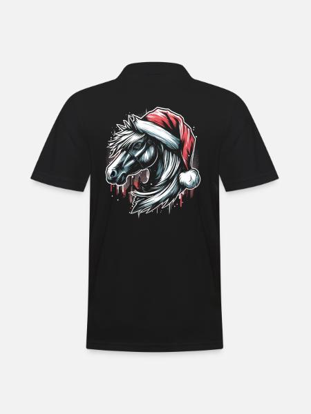 Weihnachten Pferd Pferdekopf Graffiti Style - Männer Poloshirt - Schwarz