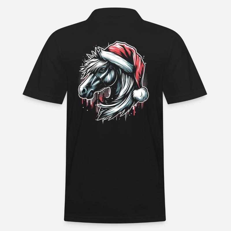 Weihnachten Pferd Pferdekopf Graffiti Style - Männer Poloshirt - Schwarz