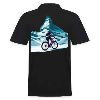 Matterhorn Radfahrer Rennrad Kunst - Männer Poloshirt - Schwarz - Hinten - Kai (181cm)