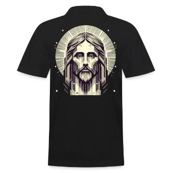 Jesus Vektor Polygon Christus Kopf Religion - Männer Poloshirt - Schwarz - Hinten - Kai (181cm)