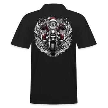 Motorbike Santa Clause Riding home for Christmas - Männer Poloshirt - Schwarz - Hinten - Kai (181cm)