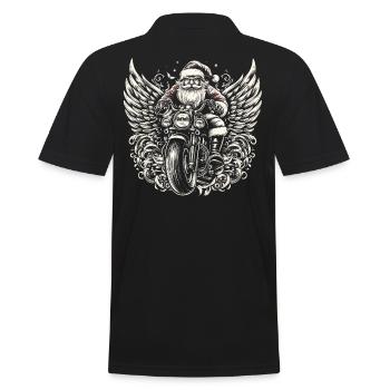 Motorbike Santa Clause Riding home for Christmas - Männer Poloshirt - Schwarz - Hinten - Kai (181cm)