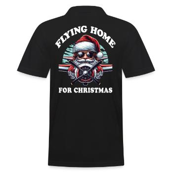 Pilot Santa Flying Home for Christmas Airplane - Men's Polo Shirt - black - Back - Kai (181cm)