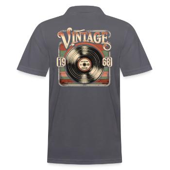 Rétro vinyle Vintage légende 1968 anniversaire - Polo Homme - charbon - Dos - Nico (186cm)