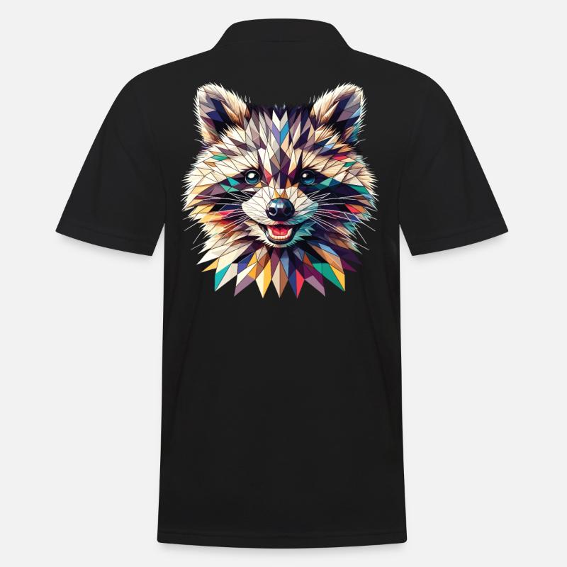 Polygon Waschbär Kunstwerk - Männer Poloshirt - Schwarz