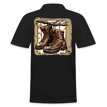 Old Hiking Boots Hiking Boots Outdoor Adventure - Men's Polo Shirt - black - Back - Kai (181cm)