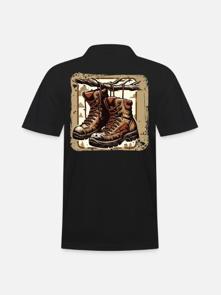 Alte Wanderschuhe Wanderstiefel Outdoor Adventure - Männer Poloshirt - Schwarz