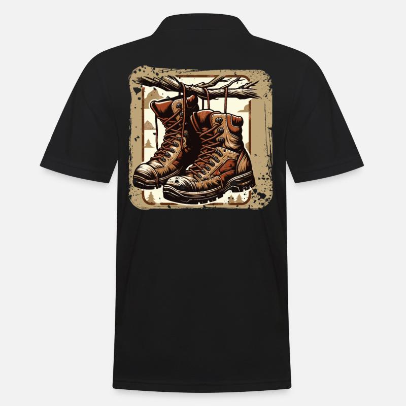 Alte Wanderschuhe Wanderstiefel Outdoor Adventure - Männer Poloshirt - Schwarz