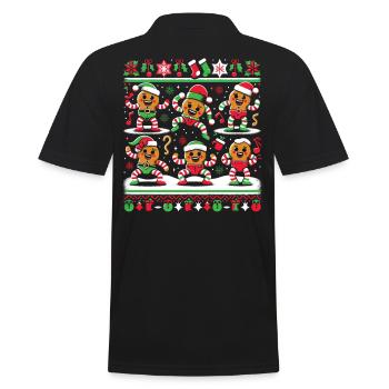 Pain d’épice dansant elfique laid pull de Noël - Polo Homme - noir - Dos - Kai (181cm)