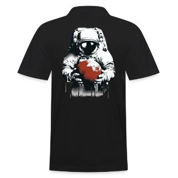 Astronaut holds Mars planet in his hands - Men's Polo Shirt - black - Back - Kai (181cm)