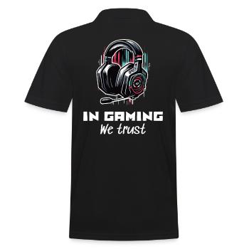 E-Sport Gamer Shirt In Gaming we trust - Männer Poloshirt - Schwarz - Hinten - Kai (181cm)