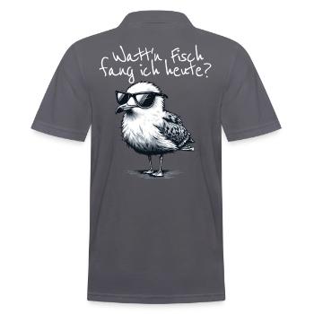 Watt’n Fisch fang ich heute Coole Möwe Spruch - Polo Homme - charbon - Dos - Nico (186cm)