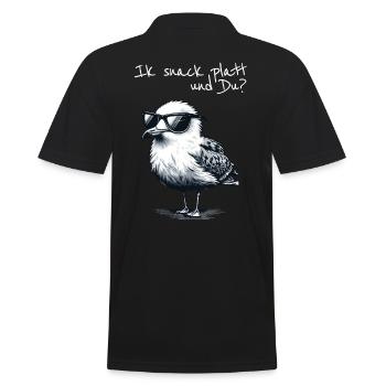Ik snack platt und Du Coole Nord Möwe Spruch - Men's Polo Shirt - black - Back - Kai (181cm)