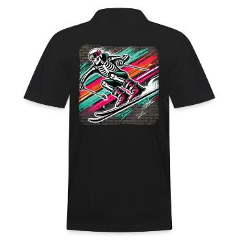 Squelette Skieur Graffiti Street Art Style Grunge - Polo Homme - noir - Dos - Kai (181cm)