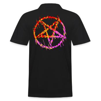 Farbenfrohes Pentagramm - Männer Poloshirt - Schwarz - Hinten - Kai (181cm)