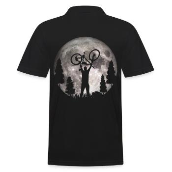 MTB - Mond - Mountainbiker - Männer Poloshirt - Schwarz - Hinten - Kai (181cm)