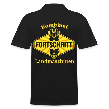Ostalgie Fortschritt LPG Traktoren DDR - Männer Poloshirt - Schwarz - Hinten - Kai (181cm)