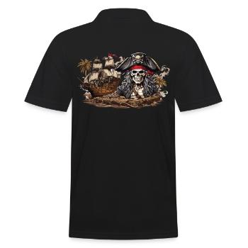 Voilier Pirate Capitaine Aventure Costume Design - Polo Homme - noir - Dos - Kai (181cm)
