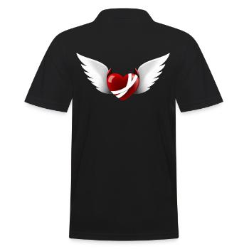 Teufelsherz mit Engelsflügeln - Männer Poloshirt - Schwarz - Hinten - Kai (181cm)