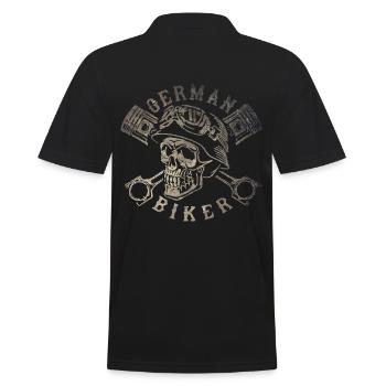 German Biker - Helmet Skull - Vintage Motorrad - Männer Poloshirt - Schwarz - Hinten - Kai (181cm)