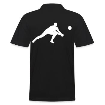 Strahlender Volleyballspieler in Aktion - Männer Poloshirt - Schwarz - Hinten - Kai (181cm)