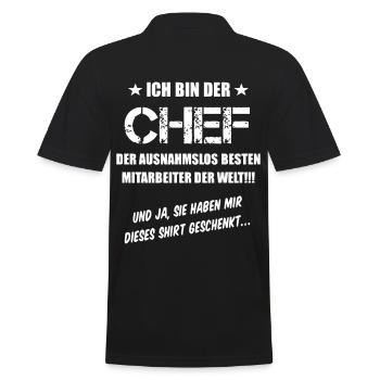 Ich bin Chef der ausnahmslos besten Mitarbeiter - Männer Poloshirt - Schwarz - Hinten - Kai (181cm)