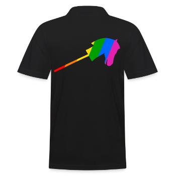 Stockpferdreiten im Regenbogen - Männer Poloshirt - Schwarz - Hinten - Kai (181cm)