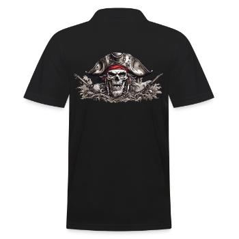 Pirate Skull Halloween Costume Design - Men's Polo Shirt - black - Back - Kai (181cm)