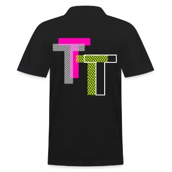 Letter T - Men's Polo Shirt - black - Back - Kai (181cm)