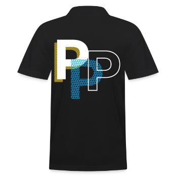 Initial letter P - Men's Polo Shirt - black - Back - Kai (181cm)