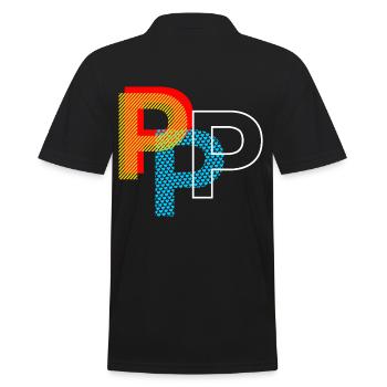 Buchstabe P - Männer Poloshirt - Schwarz - Hinten - Kai (181cm)