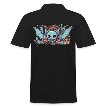 Chibi Ghul Fledermaus Kawaii Gothic Anime - Männer Poloshirt - Schwarz - Hinten - Kai (181cm)