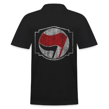 FLAGGEN DER ANTIFASCHISTISCHEN AKTION ANTIFASCHIST - Männer Poloshirt - Schwarz - Hinten - Kai (181cm)