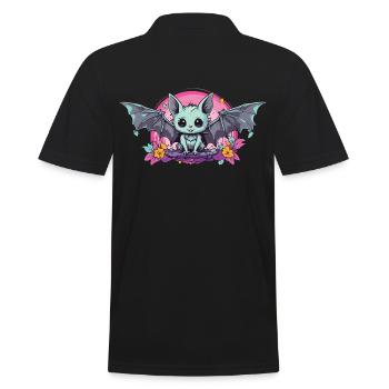 Occult Kawaii Gothic Bat Pastel e-Girl - Men's Polo Shirt - black - Back - Kai (181cm)