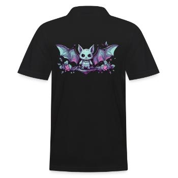 Kawaii Pastel Goth Bat Gothic Style - Men's Polo Shirt - black - Back - Kai (181cm)