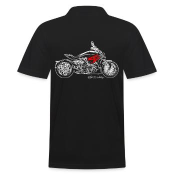 Duc X Diavel Custom T-Shirt Design Motorrad - Männer Poloshirt - Schwarz - Hinten - Kai (181cm)