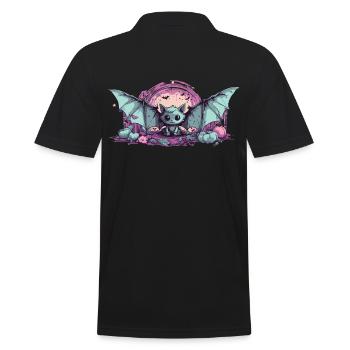 Goth Pastel Kawaii Bat Anime Style - Men's Polo Shirt - black - Back - Kai (181cm)