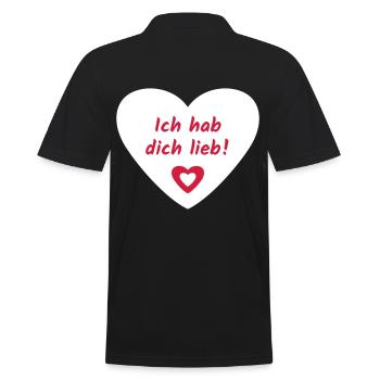 Ich hab dich Lieb Herz - Männer Poloshirt - Schwarz - Hinten - Kai (181cm)