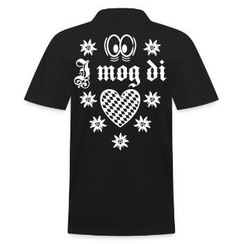 69 I mog Di lustig Augen Rauten Herz Guckst Du - Männer Poloshirt - Schwarz - Hinten - Kai (181cm)