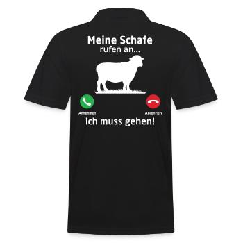 Meine Schafe rufen an ich muss gehen - Männer Poloshirt - Schwarz - Hinten - Kai (181cm)