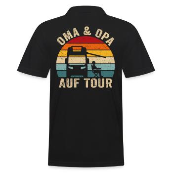 Oma opa auf tour wohnmobil retro camping wohnwagen - Männer Poloshirt - Schwarz - Hinten - Kai (181cm)