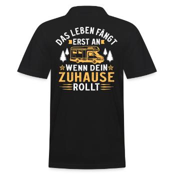 das leben fängt erst an wenn dein zuhause rollt - Männer Poloshirt - Schwarz - Hinten - Kai (181cm)