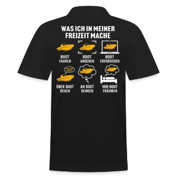 Was ich in meiner freizeit mache boot fahren - Männer Poloshirt - Schwarz - Hinten - Kai (181cm)