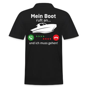 Mein Boot ruft an und ich muss gehen t-shirt - Männer Poloshirt - Schwarz - Hinten - Kai (181cm)