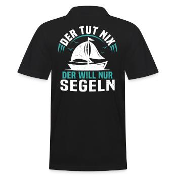 der tut nix der will nur segeln t-shirt segler - Männer Poloshirt - Schwarz - Hinten - Kai (181cm)