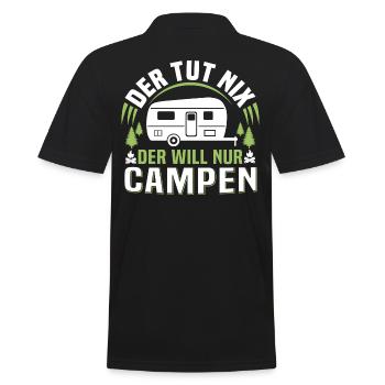 der tut nix der will nur campen camper wohnwagen - Männer Poloshirt - Schwarz - Hinten - Kai (181cm)