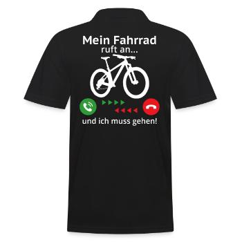 Mein fahrrad ruft an und ich muss gehen - Männer Poloshirt - Schwarz - Hinten - Kai (181cm)