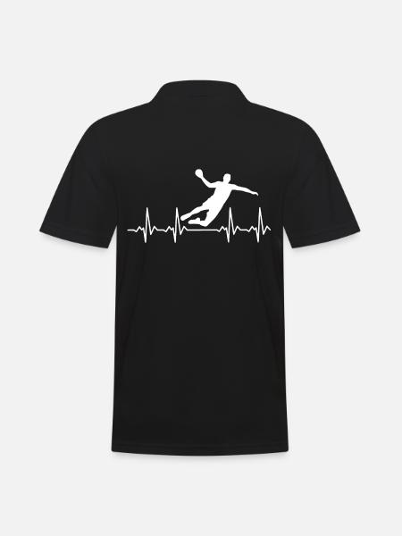Herzschlag Handball Sport - Männer Poloshirt - Schwarz