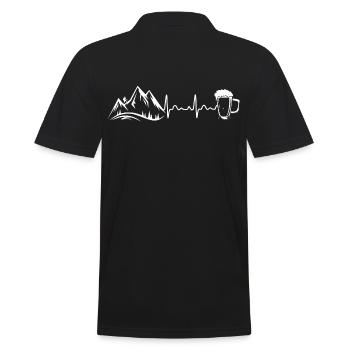 Berge und Bier Herzschlag Liebe - Männer Poloshirt - Schwarz - Hinten - Kai (181cm)